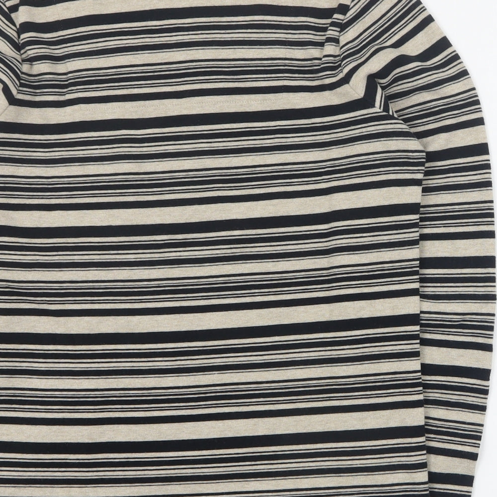 DASH Womens Brown Square Neck Striped Acrylic Pullover Jumper Size 12