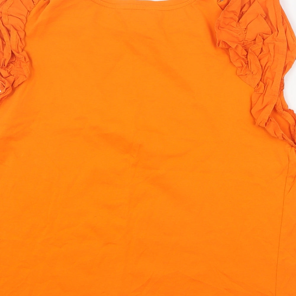 George Womens Orange Cotton Basic T-Shirt Size 16 Round Neck