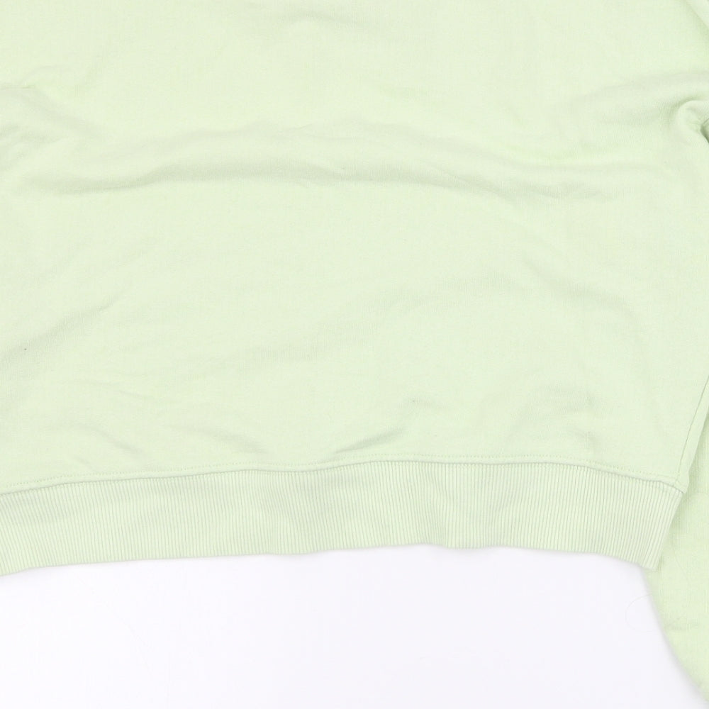 Pull & Bear Womens Green Polyester Pullover Sweatshirt Size S Pullover - Cropped