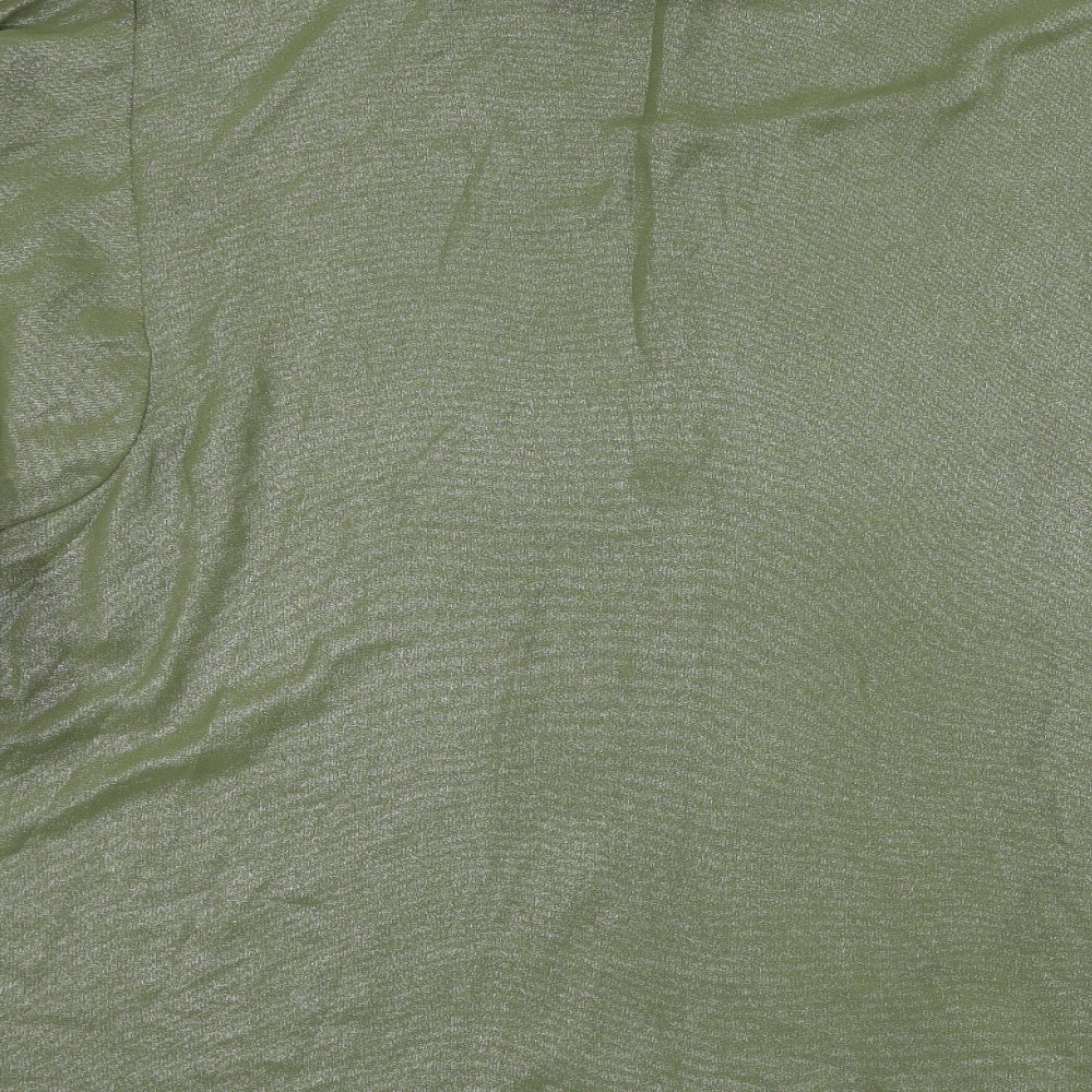 Tillets Womens Green Polyester Basic Button-Up Size XL Collared