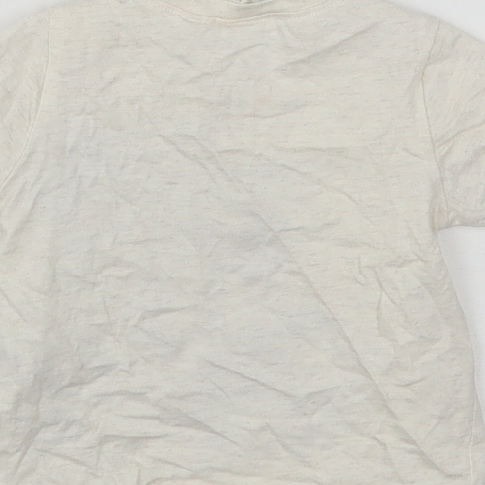 H&M Girls Beige Cotton Basic T-Shirt Size 3-6 Months Round Neck - Minnie Mouse