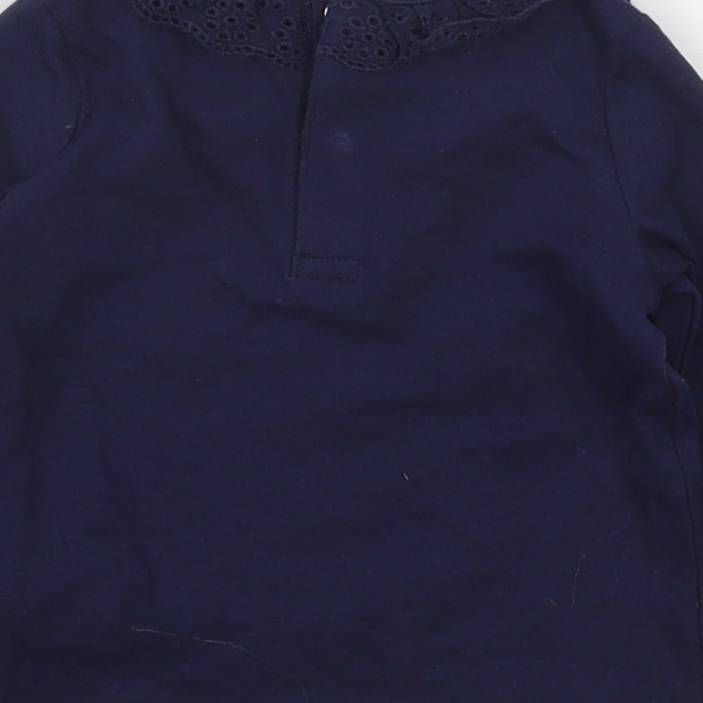 F&F Girls Blue Cotton Basic T-Shirt Size 0-3 Months Collared