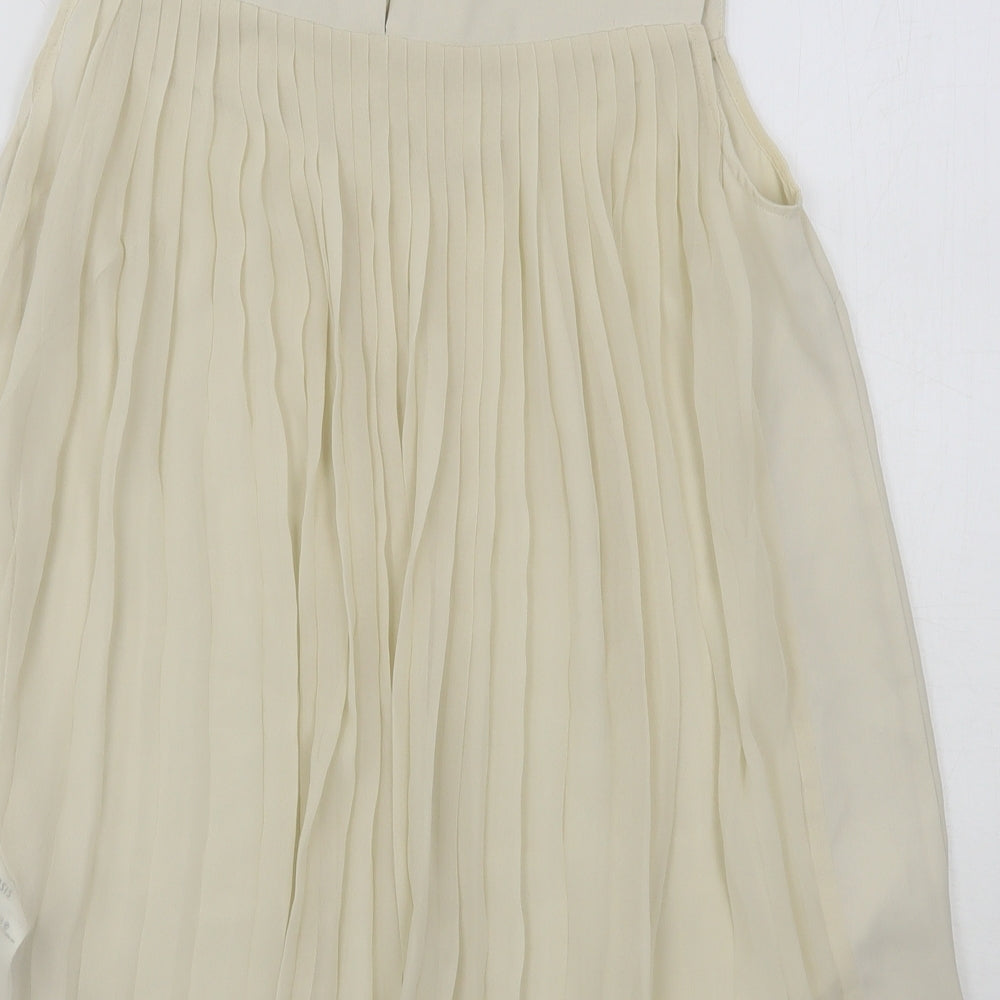 Oasis Womens Beige Polyester Basic Blouse Size 8 Round Neck