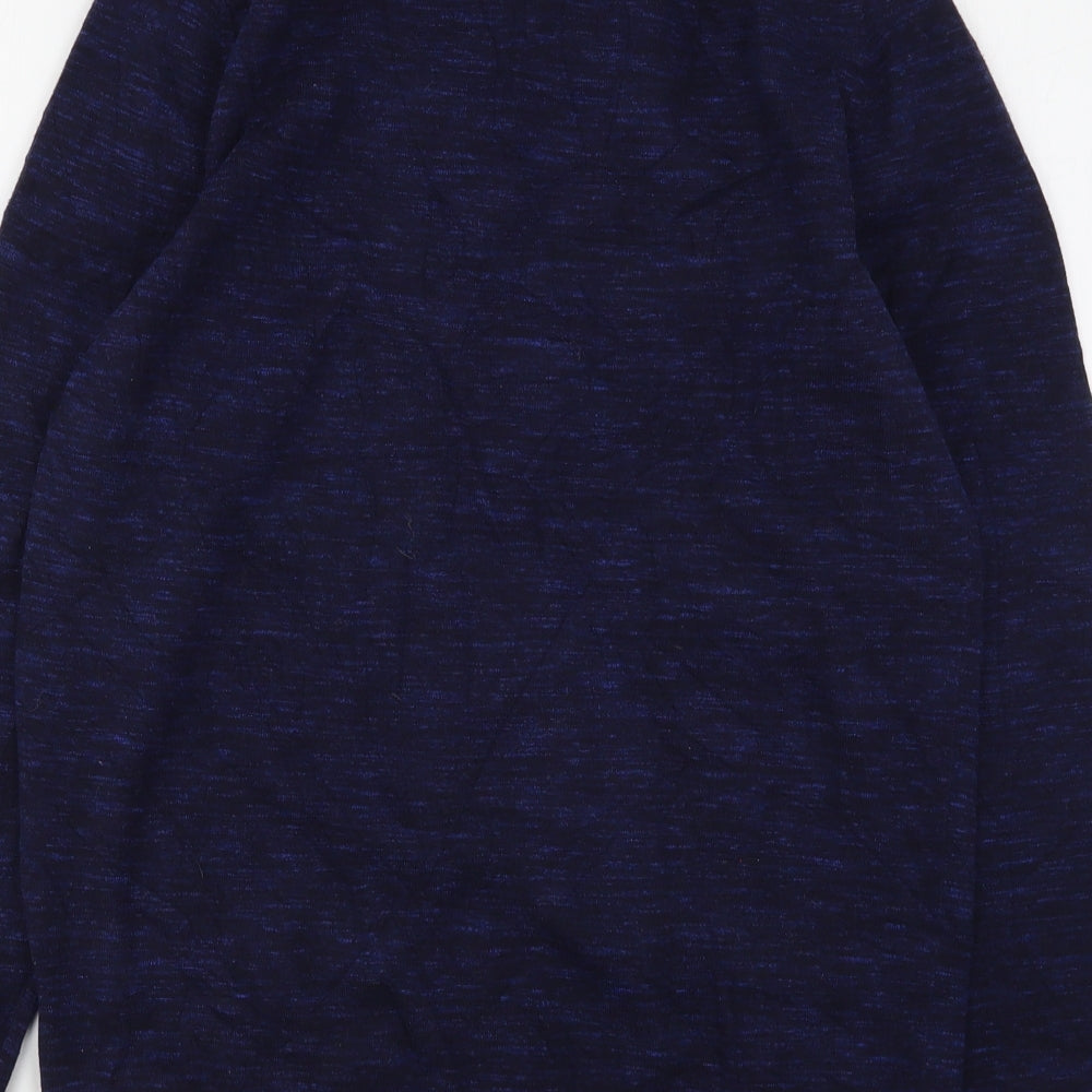 Marks & Spencer Womens Blue Collared Cotton Pullover Jumper Size S