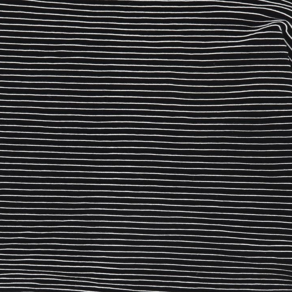 Marble Womens Black Boat Neck Striped 100% Cotton Pullover Jumper Size 18 - Ribbed
