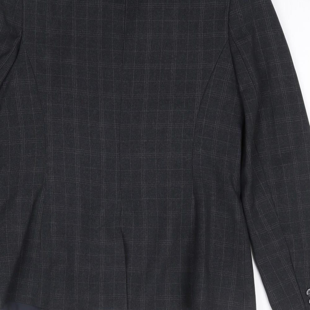 Primark Womens Grey Check Jacket Blazer Size 12 Button
