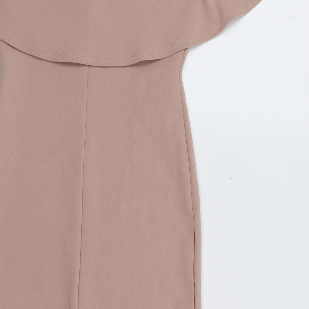 River Island Womens Beige Polyester Bodycon Size 6 Boat Neck Pullover