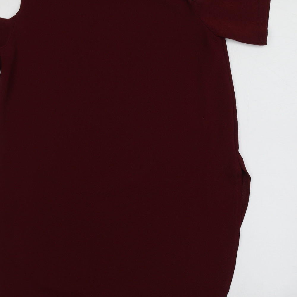 AX Womens Red Polyester Basic T-Shirt Size 10 Round Neck