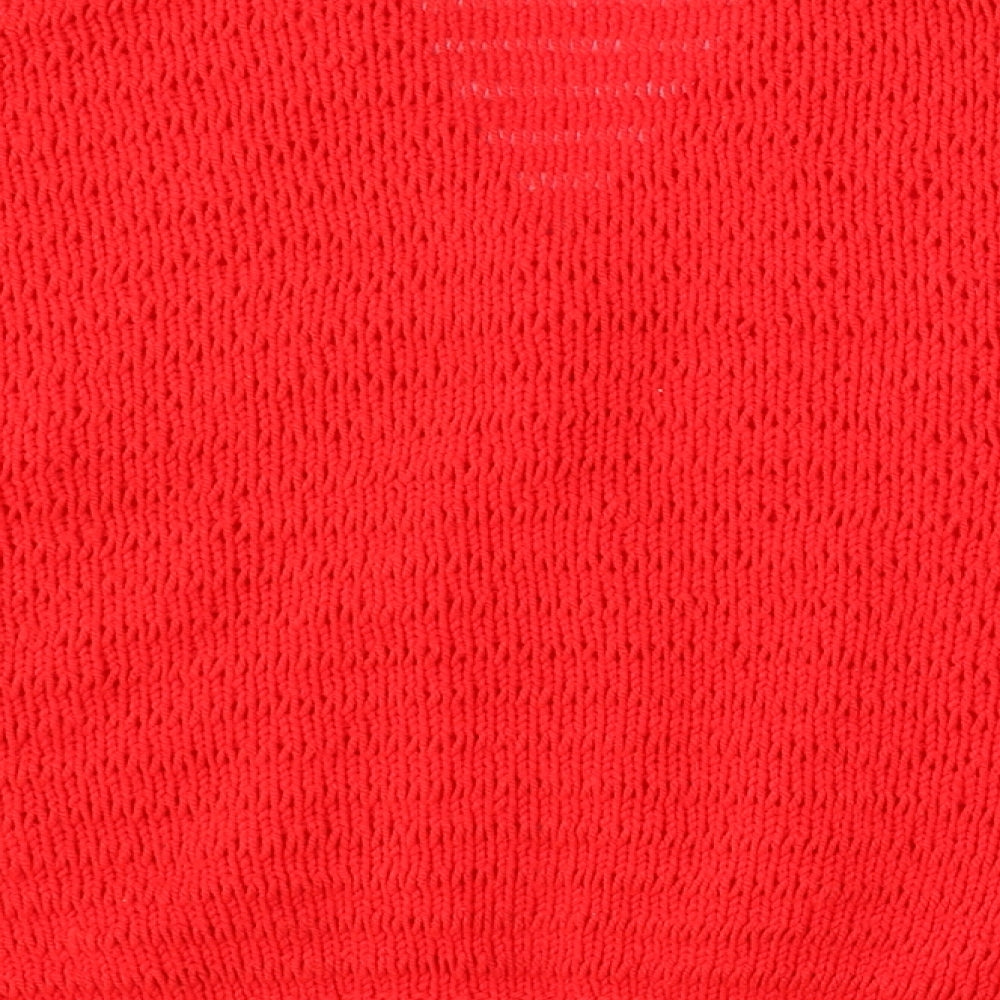 Preworn Womens Red V-Neck Polyester Cardigan Jumper Size L