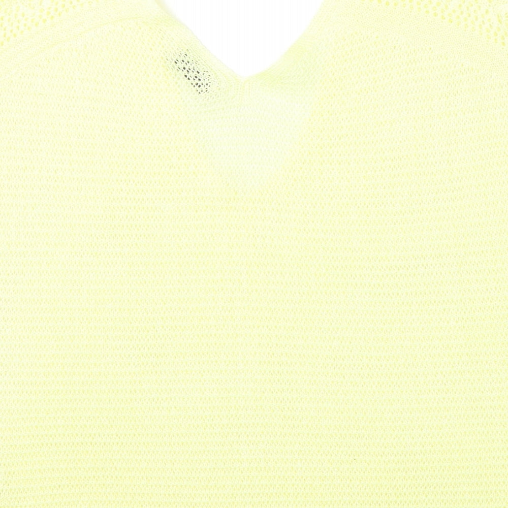 Marks & Spencer Womens Yellow V-Neck Acrylic Pullover Jumper Size 20