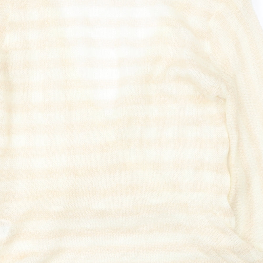 VILA Womens Beige Acrylic Basic Blouse Size M V-Neck