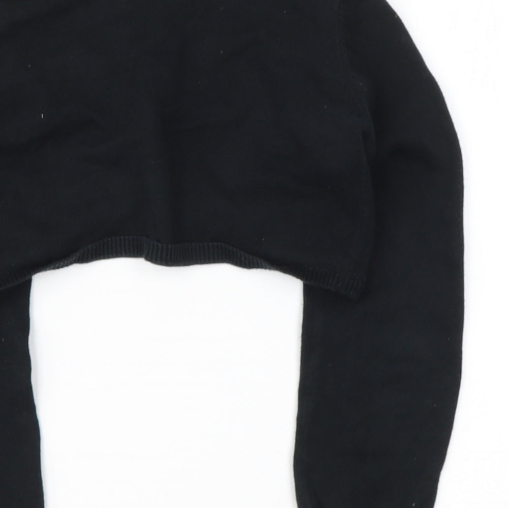 DRESS SHOP Girls Black V-Neck Cotton Cardigan Jumper Size 6-7 Years