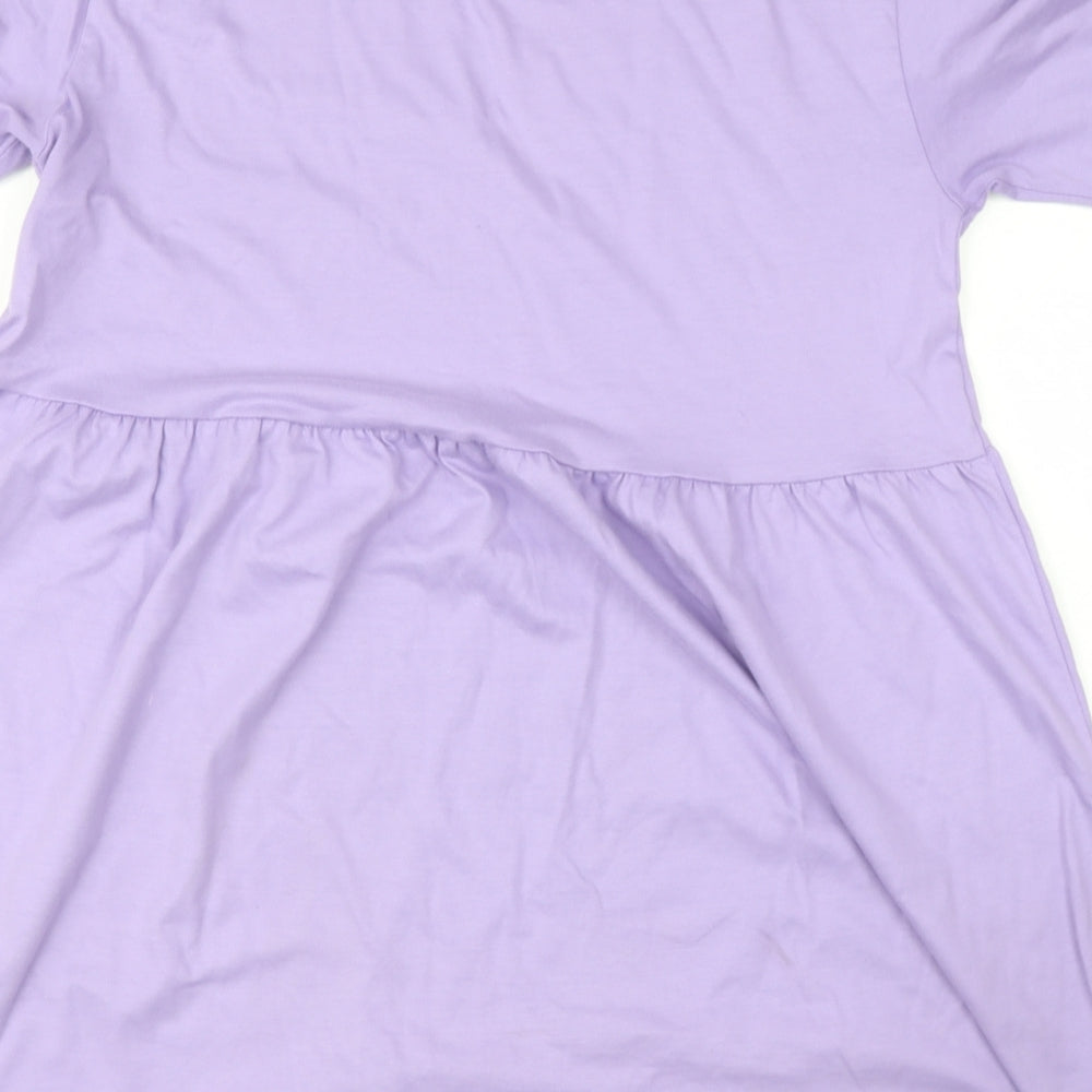Divided Womens Pink Cotton Basic Blouse Size S Round Neck