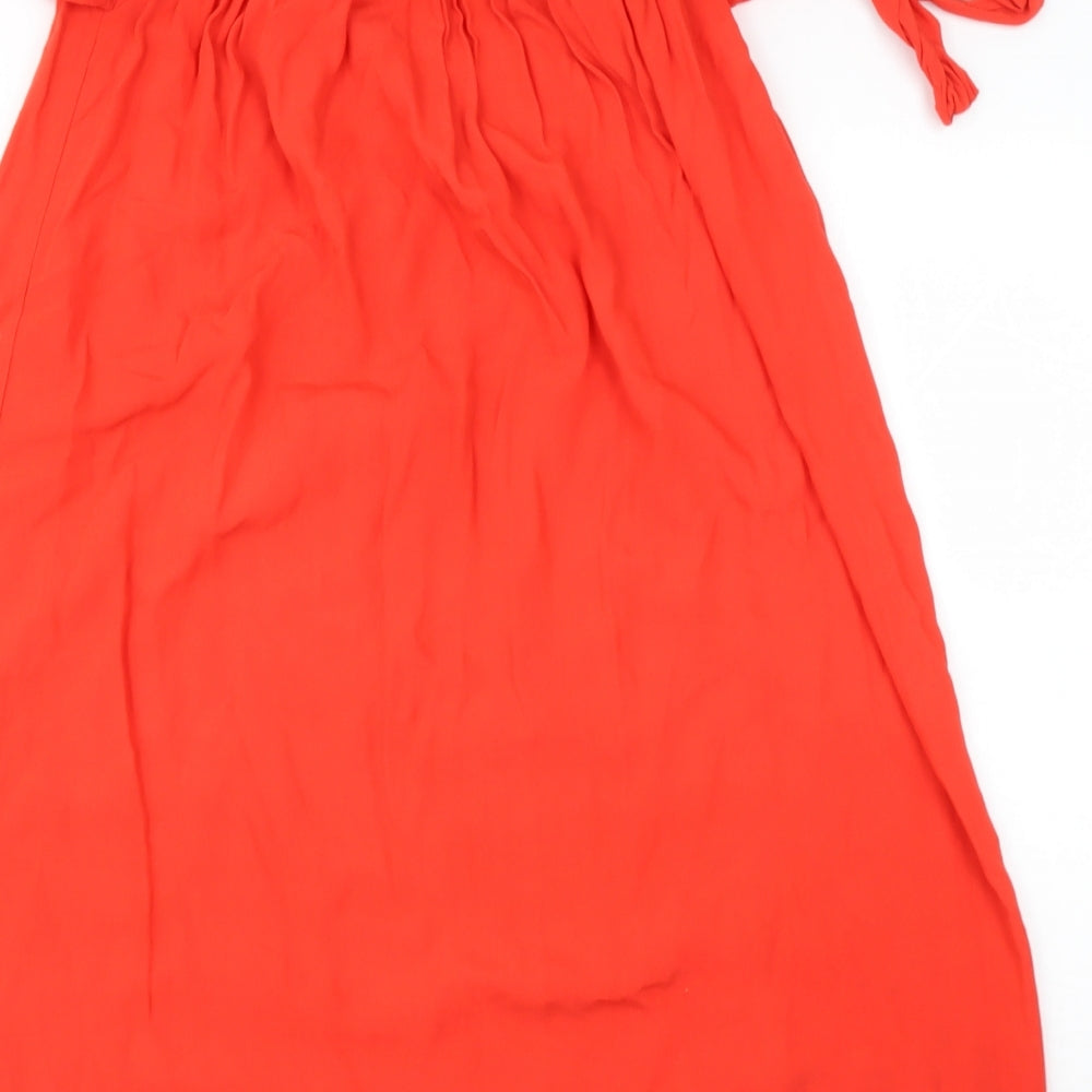 Mango Womens Orange Viscose Basic Blouse Size 8 Off the Shoulder