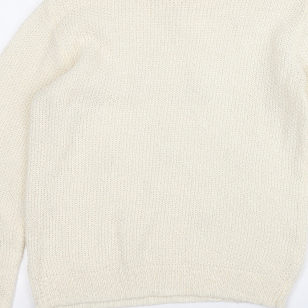 Dorothy Perkins Womens Yellow Round Neck Geometric Acrylic Pullover Jumper Size 10