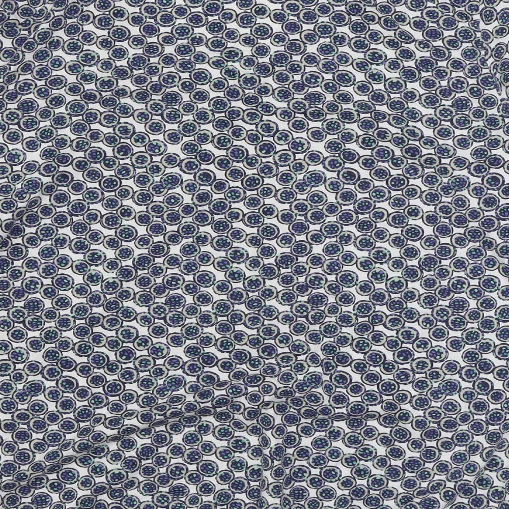 Olsen Womens Blue Geometric Cotton Basic Blouse Size 18 Scoop Neck