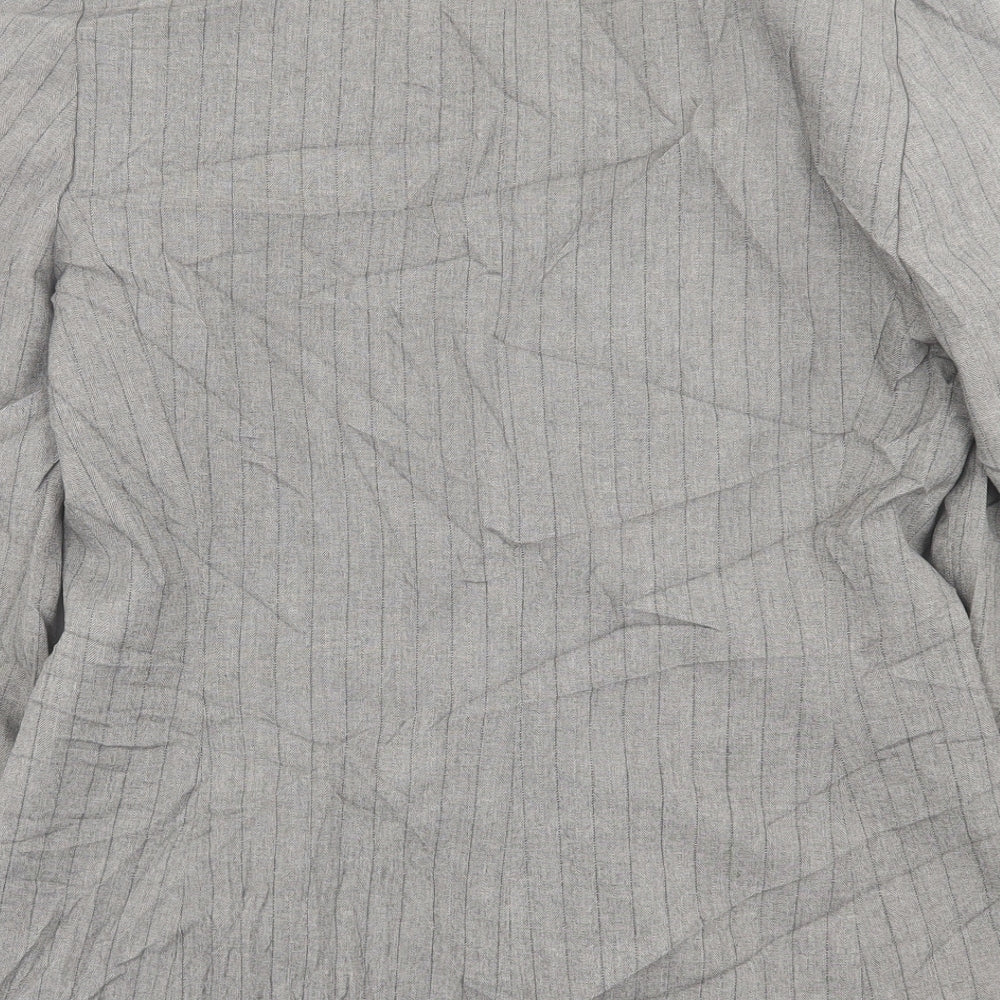 Wallis Womens Grey Striped Jacket Blazer Size 12 Button