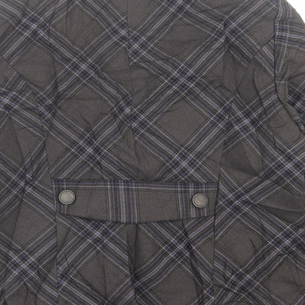 Minuet Womens Grey Plaid Jacket Blazer Size 16 Button