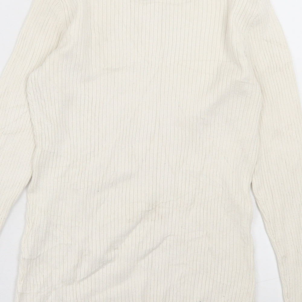 H&M Womens Ivory High Neck Viscose Pullover Jumper Size M