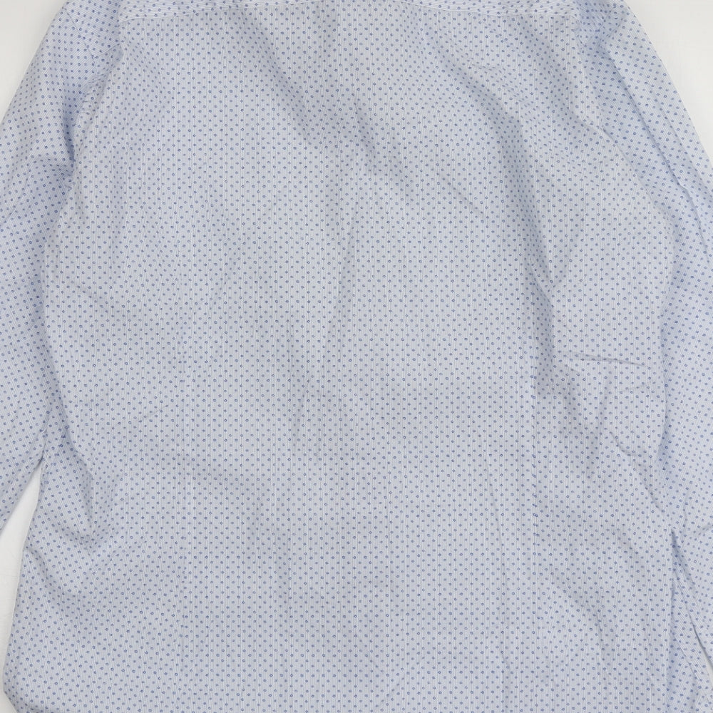 Pope Mens Blue Geometric Cotton Button-Up Size XL Collared