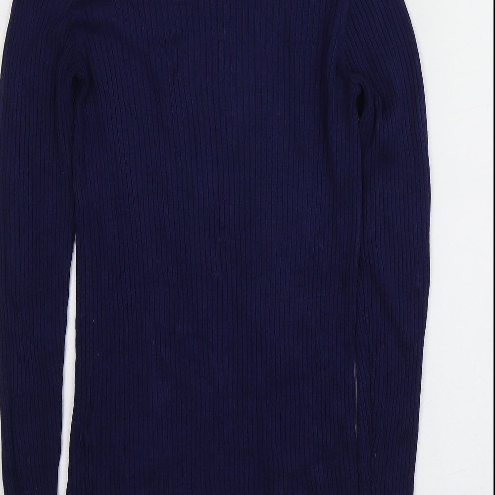 Oasis Womens Blue Round Neck Viscose Pullover Jumper Size S