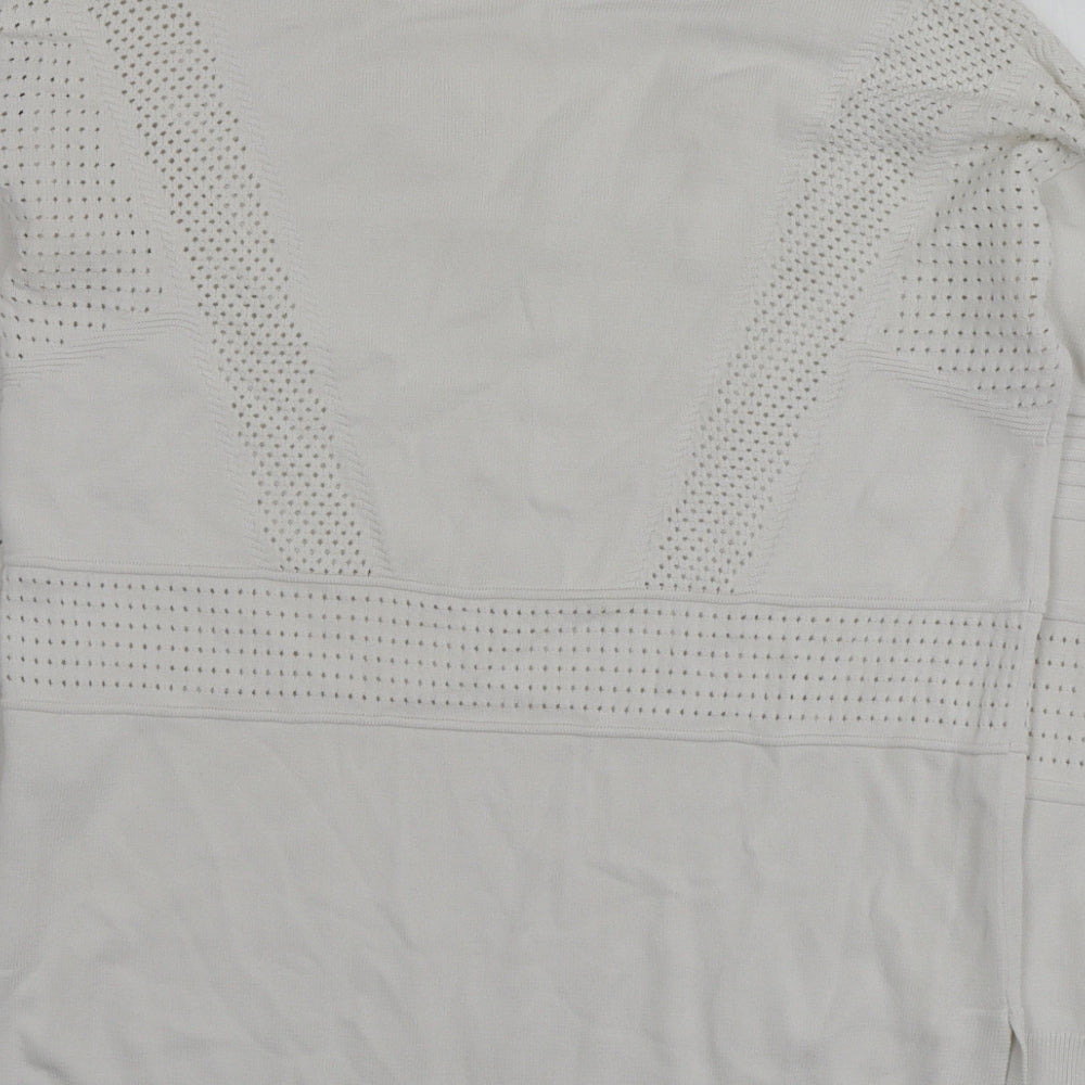 Topshop Womens White V-Neck Viscose Pullover Jumper Size 8