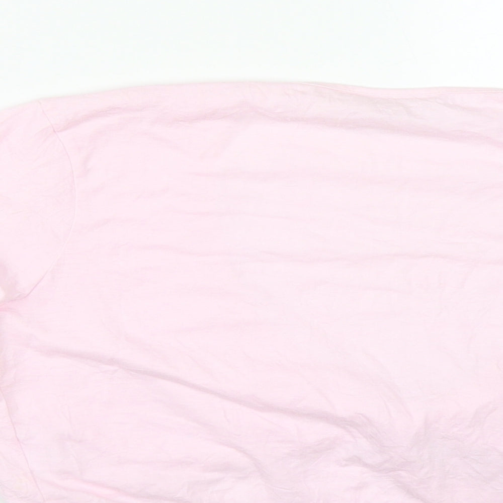 NEXT Womens Pink Cotton Cropped T-Shirt Size 10 V-Neck