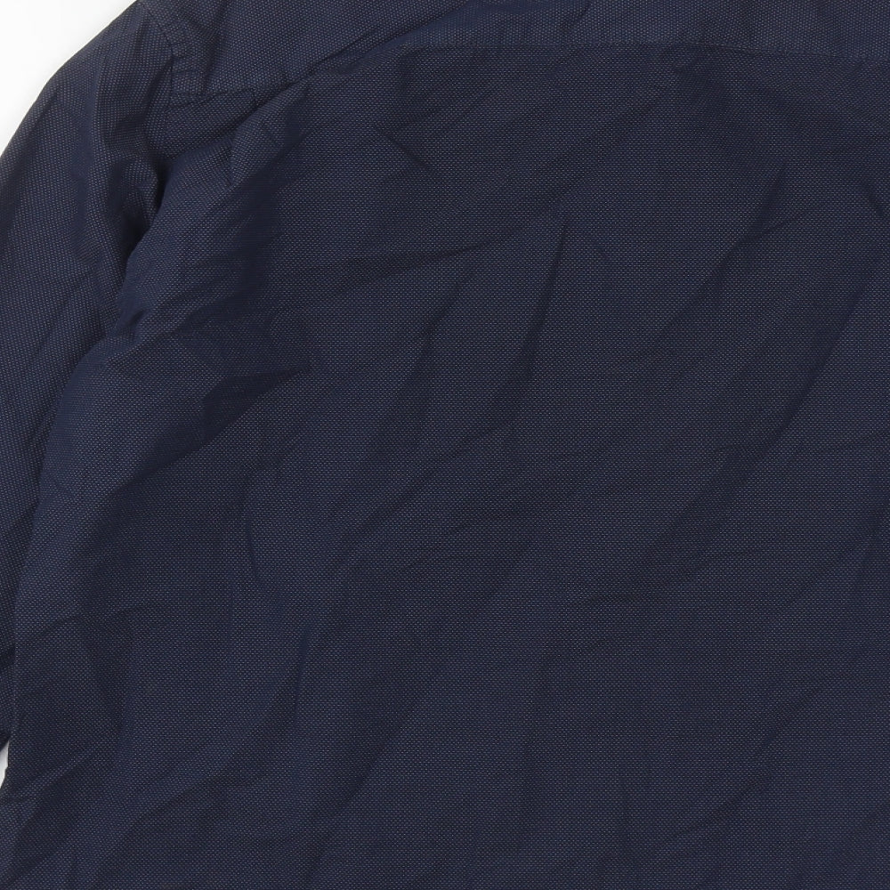 Debenhams Mens Blue Cotton Button-Up Size L Collared Button