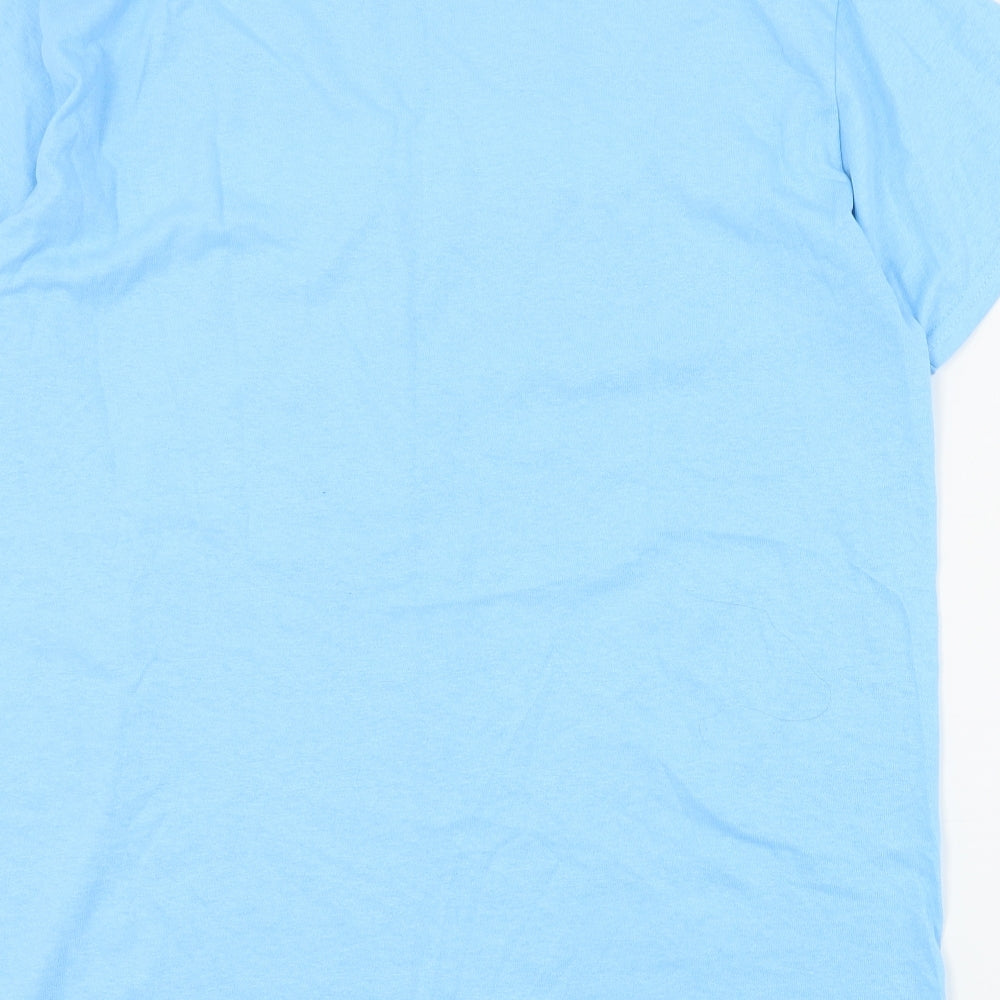 Gildan Womens Blue Cotton Basic T-Shirt Size M Crew Neck - Slogan