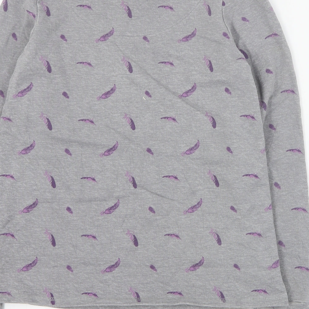 ESMARA Womens Grey Geometric Cotton Pullover Sweatshirt Size S Pullover