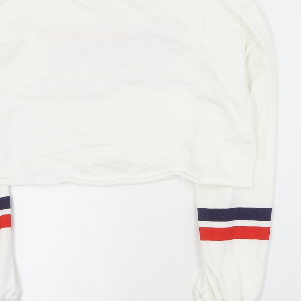H&M Womens White Cotton Pullover Sweatshirt Size S Pullover - Cropped