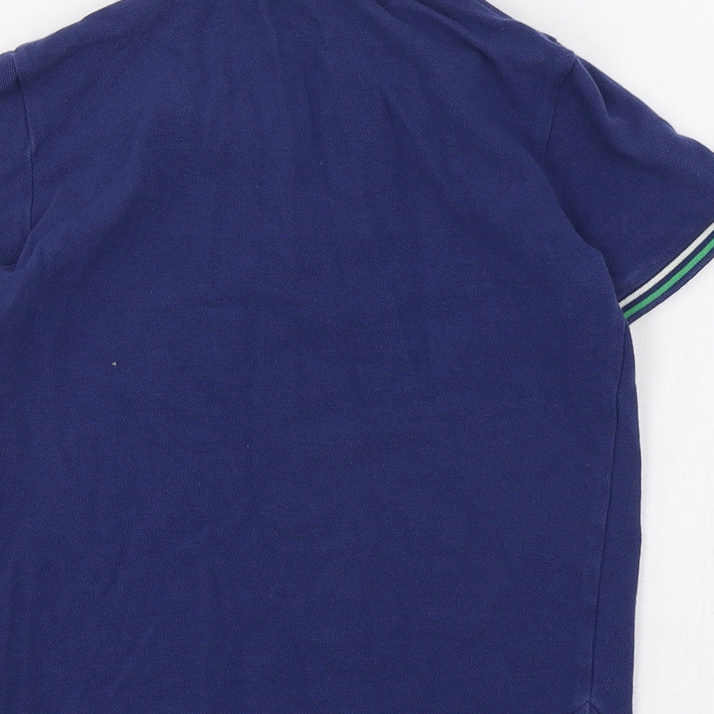 Marks & Spencer Boys Blue Cotton Basic Polo Size 7-8 Years Collared Button