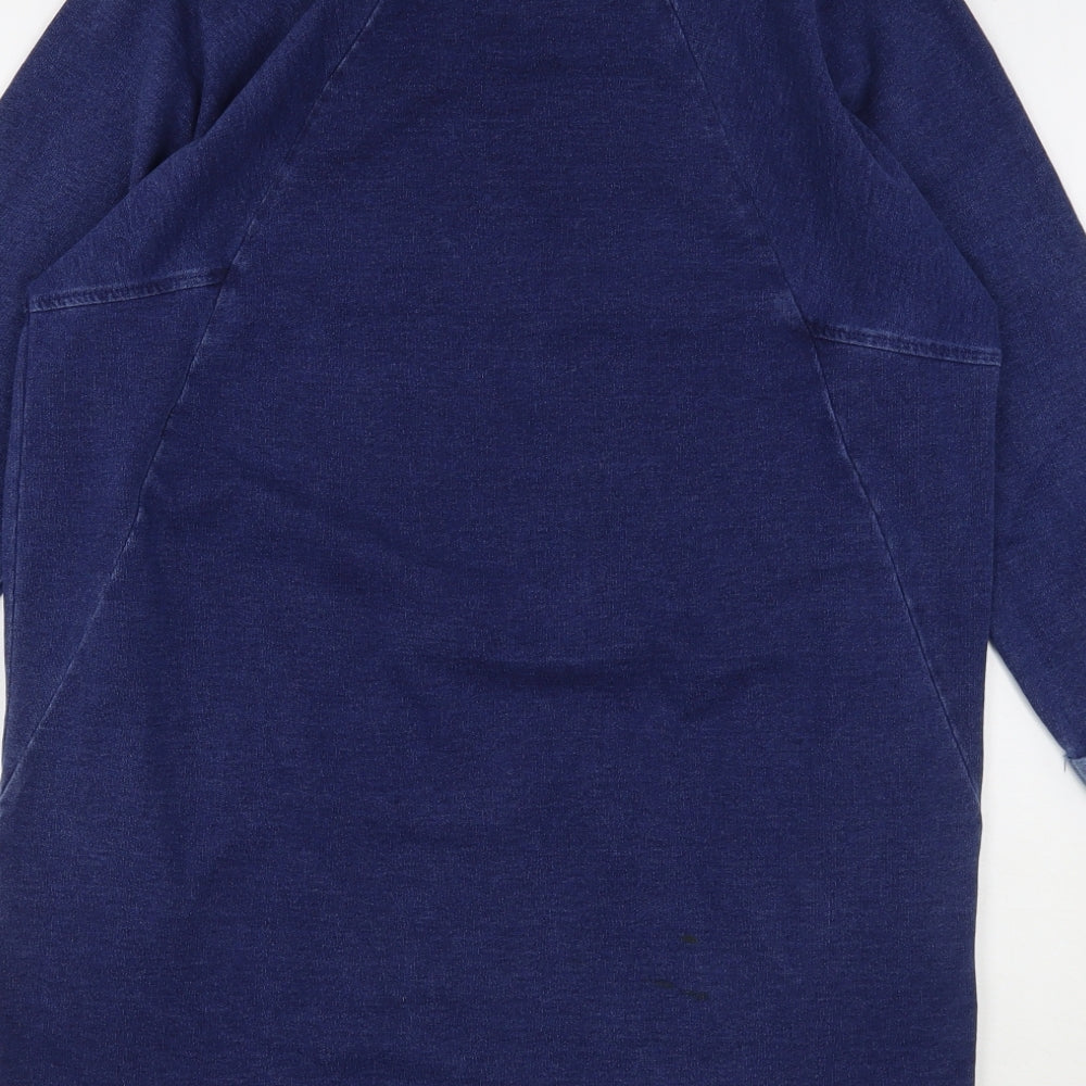 TU Womens Blue Round Neck Cotton Pullover Jumper Size 12