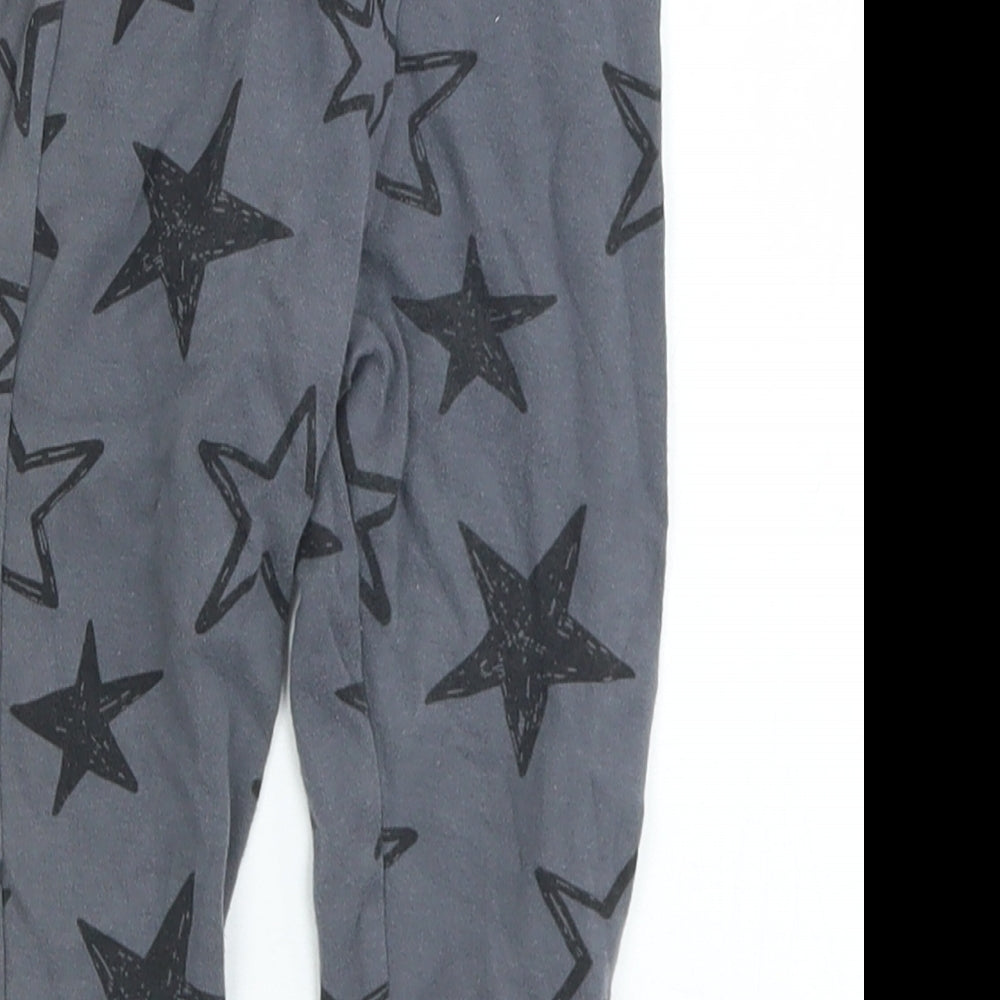 F&F Girls Grey Geometric Cotton Pedal Pusher Leggings Size 9-12 Months - Stars
