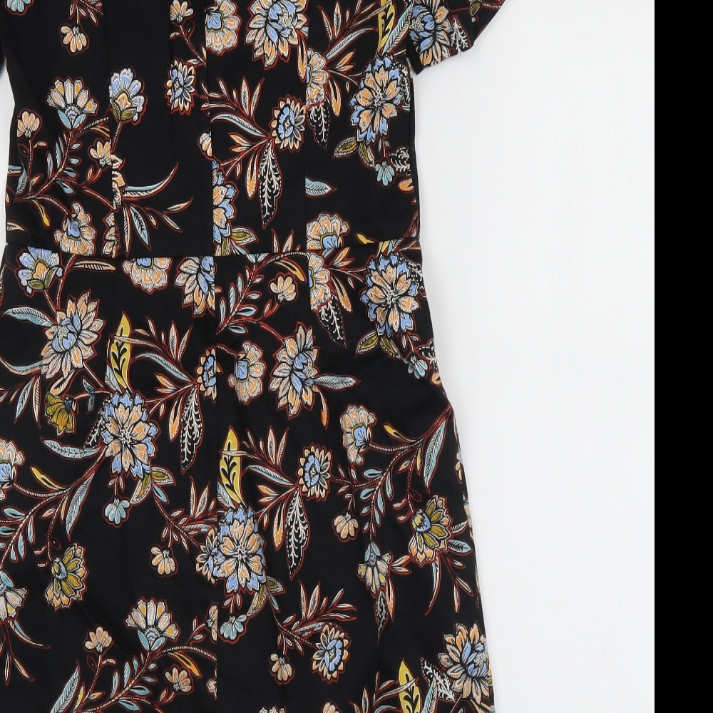 New Look Womens Multicoloured Floral Cotton Shift Size 8 Round Neck Zip