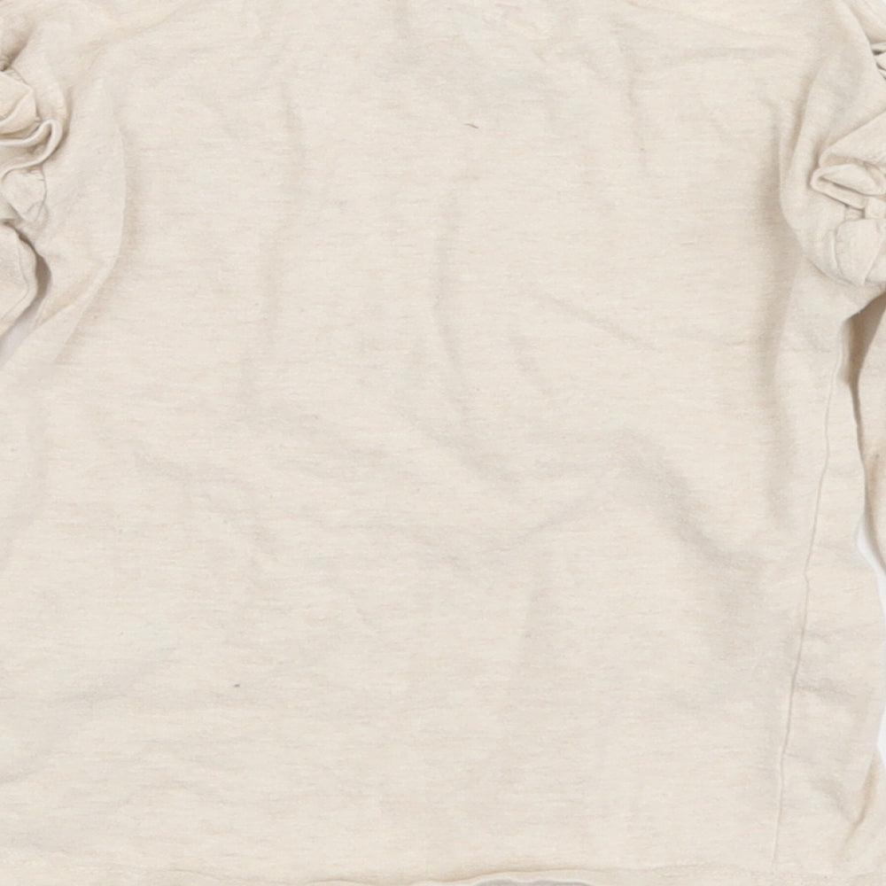 TU Girls Beige Cotton Basic T-Shirt Size 4 Years Crew Neck - Butterfly