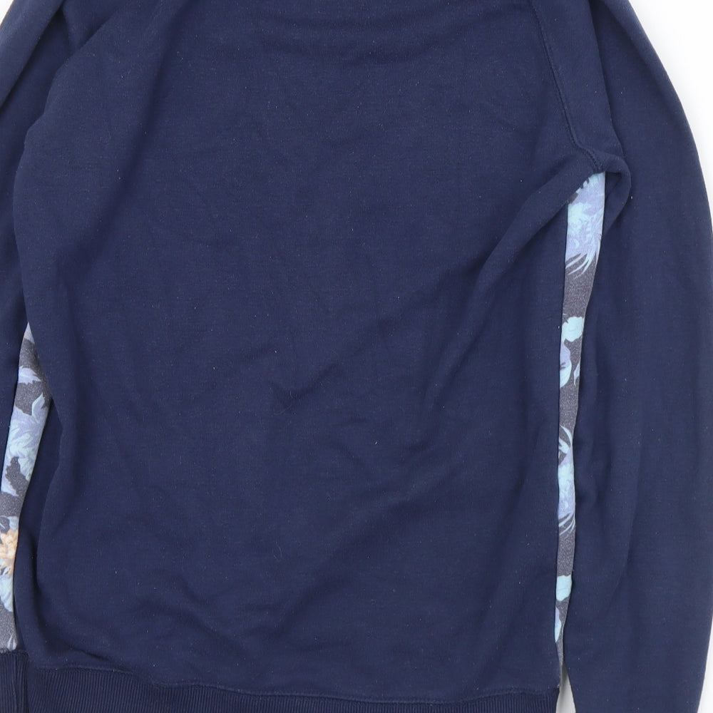 Blend Mens Blue Floral Cotton Pullover Sweatshirt Size M
