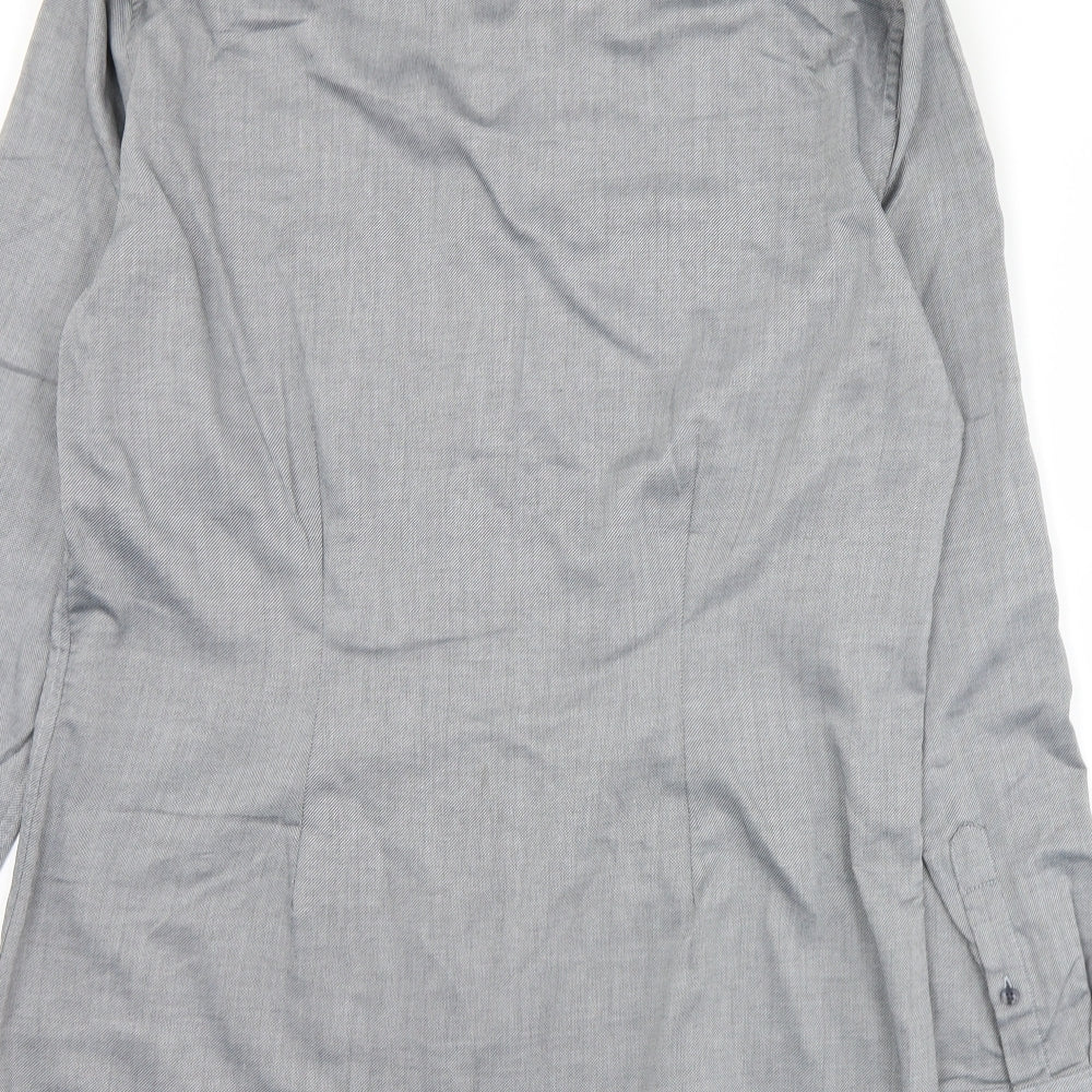 NEXT Mens Grey Polyester Button-Up Size 15.5 Collared Button