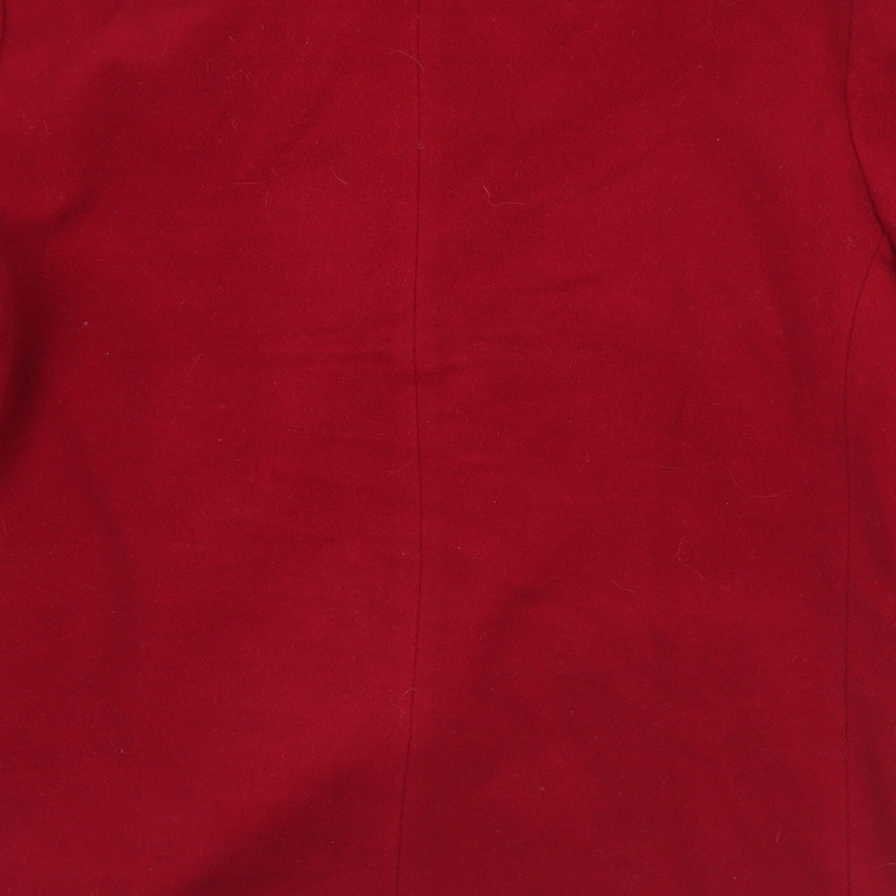 Preworn Womens Red Pea Coat Coat Size S Button