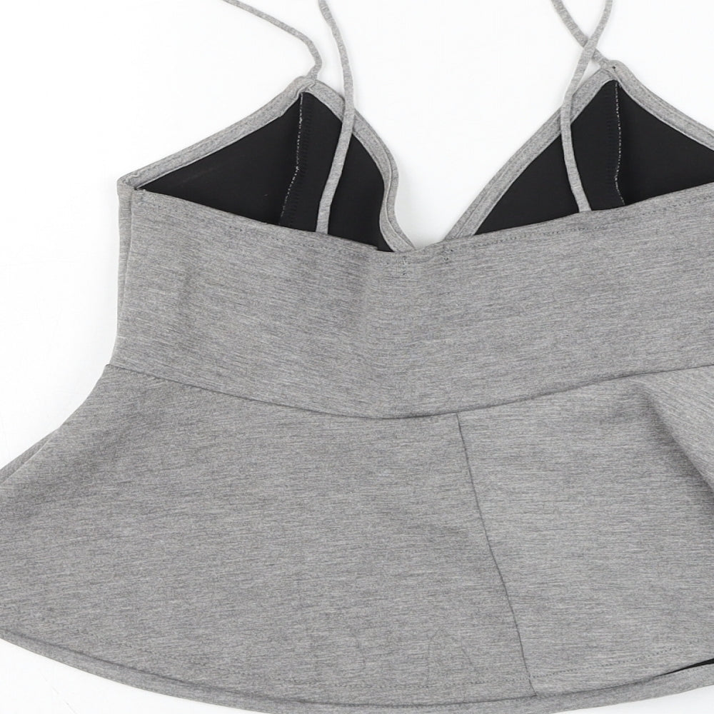 River Island Womens Grey Polyester Cropped Tank Size 12 V-Neck