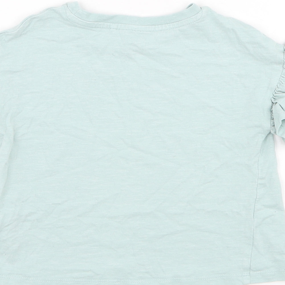 NEXT Girls Green Cotton Basic T-Shirt Size 3 Years Round Neck Pullover