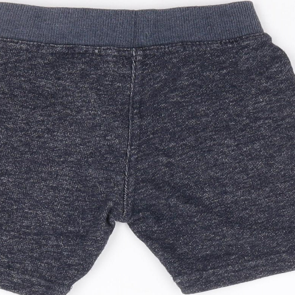 Mini Rebel Boys Blue Cotton Cropped Trousers Size 12-18 Months Drawstring