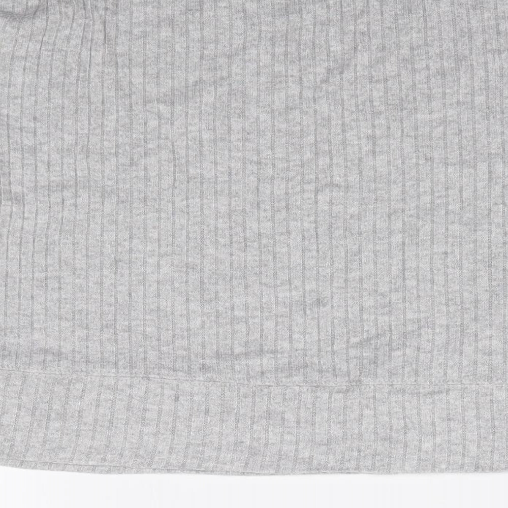 Primark Womens Grey Viscose Jersey T-Shirt Size S High Neck - Ribbed