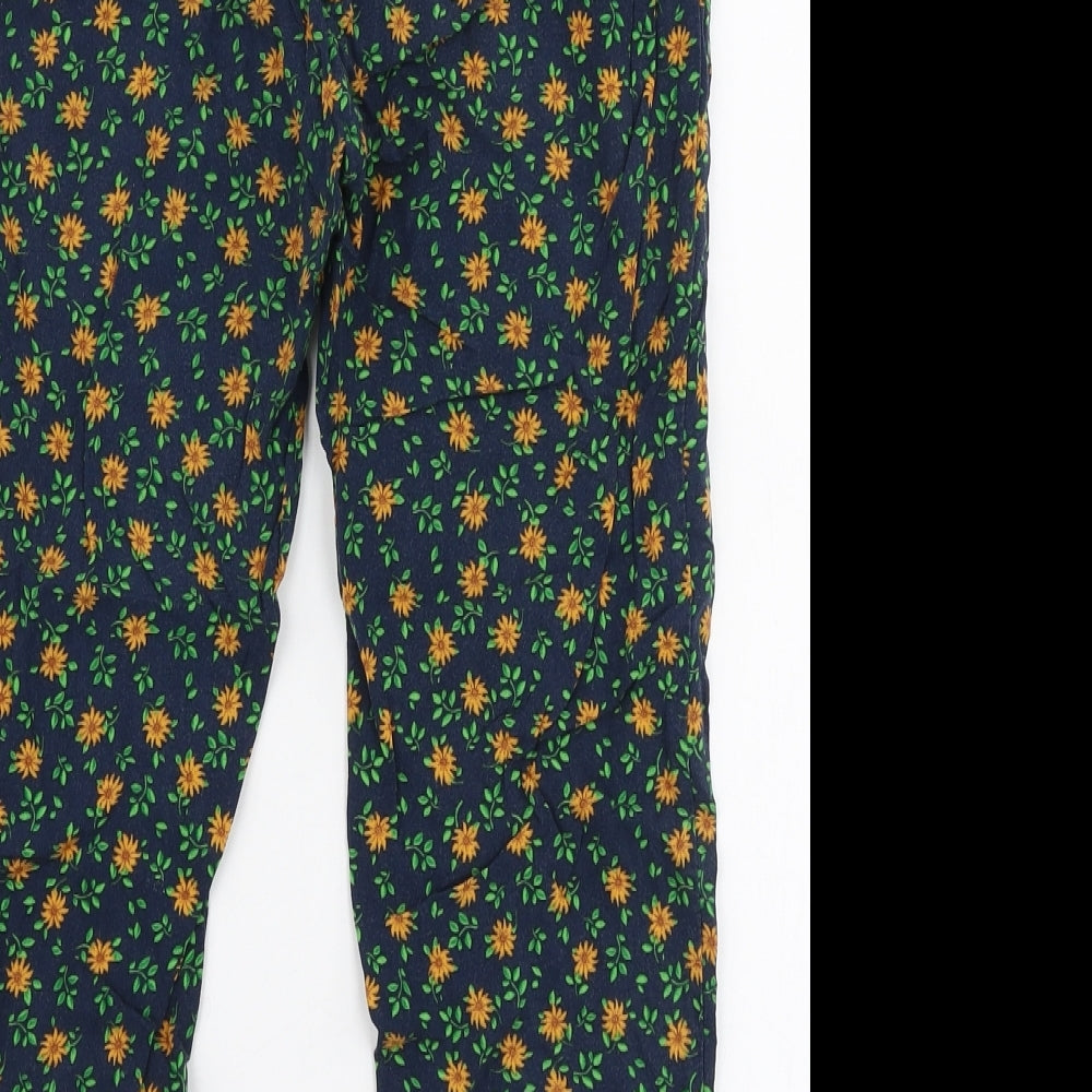 NEXT Girls Multicoloured Floral Viscose Jogger Trousers Size 9 Months Slim Drawstring
