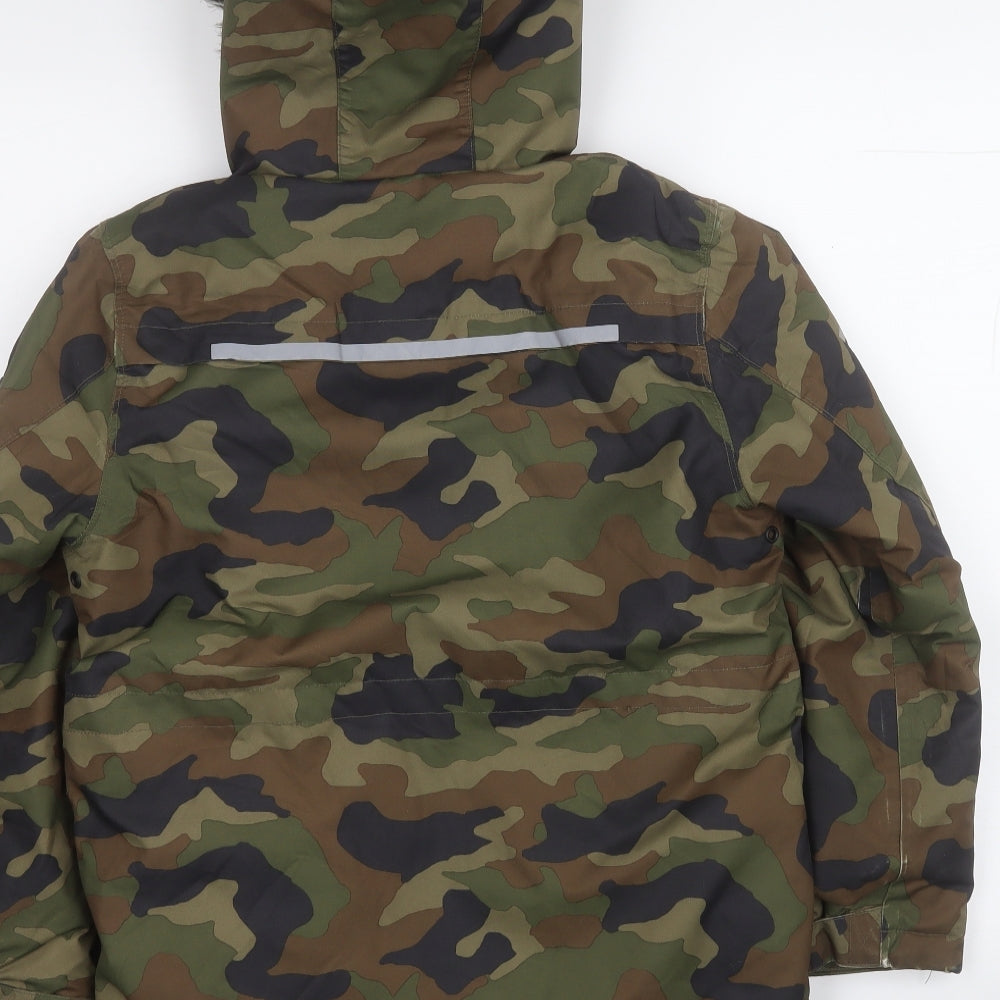 NEXT Boys Green Camouflage Overcoat Coat Size 9 Years
