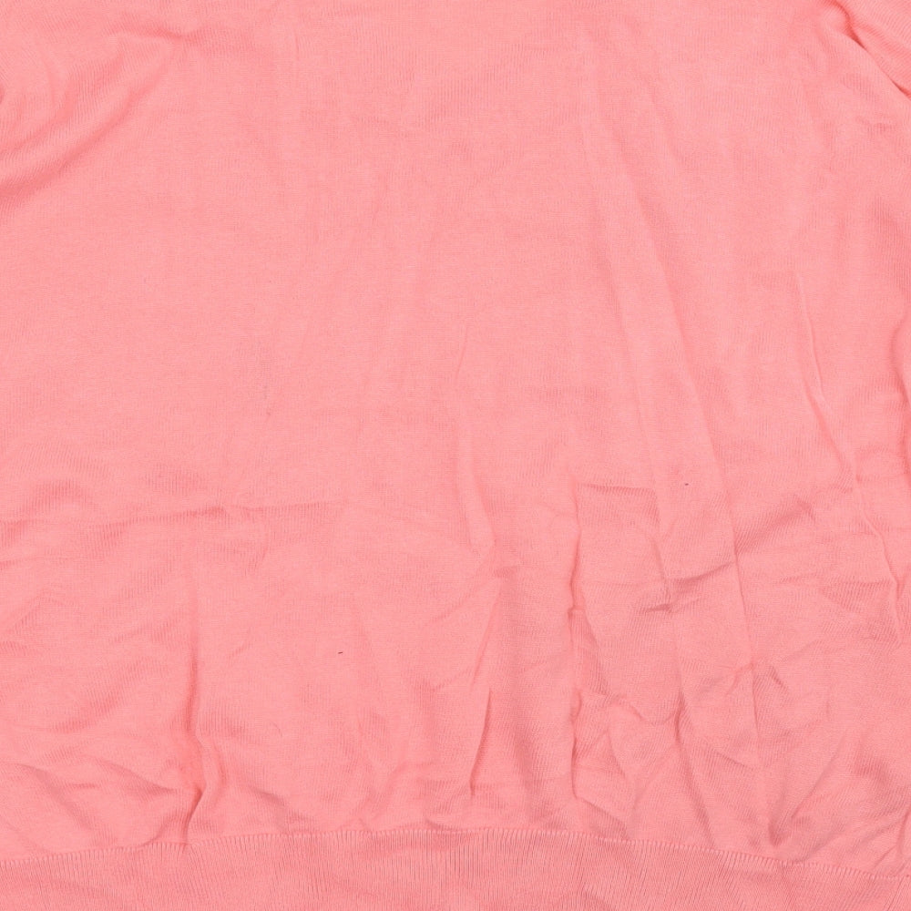 Dunnes Stores Womens Pink V-Neck Cotton Pullover Jumper Size L