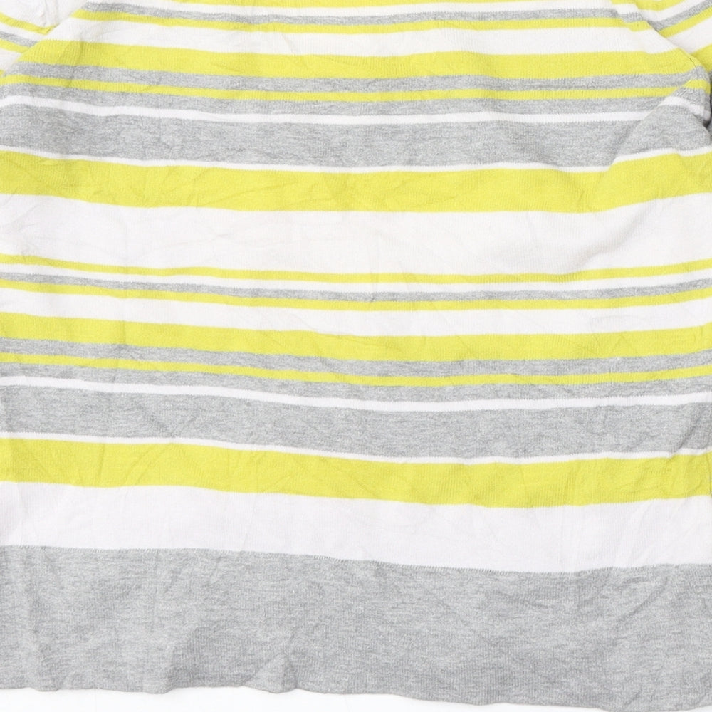 iNITIAL Womens Multicoloured V-Neck Striped Cotton Pullover Jumper Size L