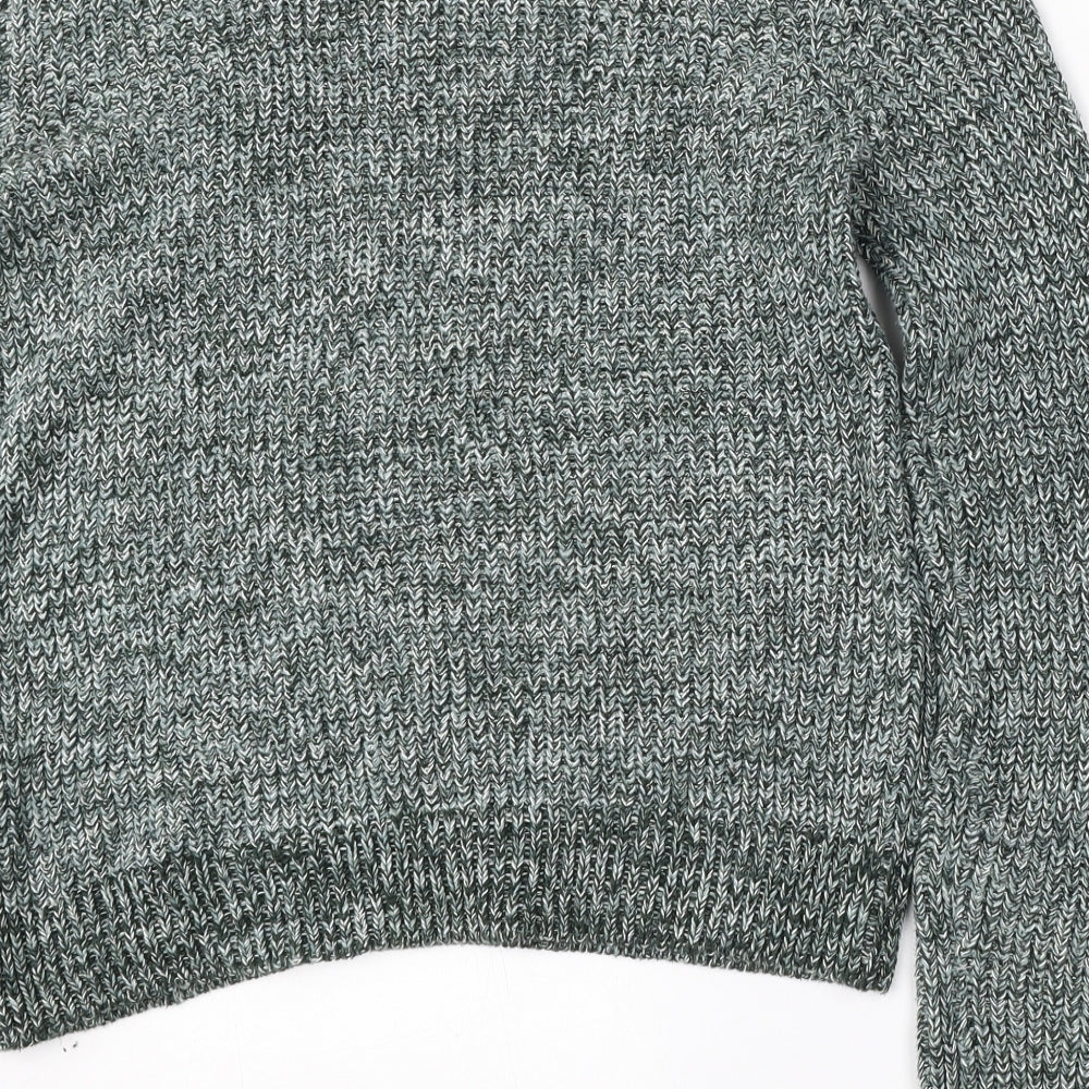 H&M Womens Green Round Neck Acrylic Pullover Jumper Size M