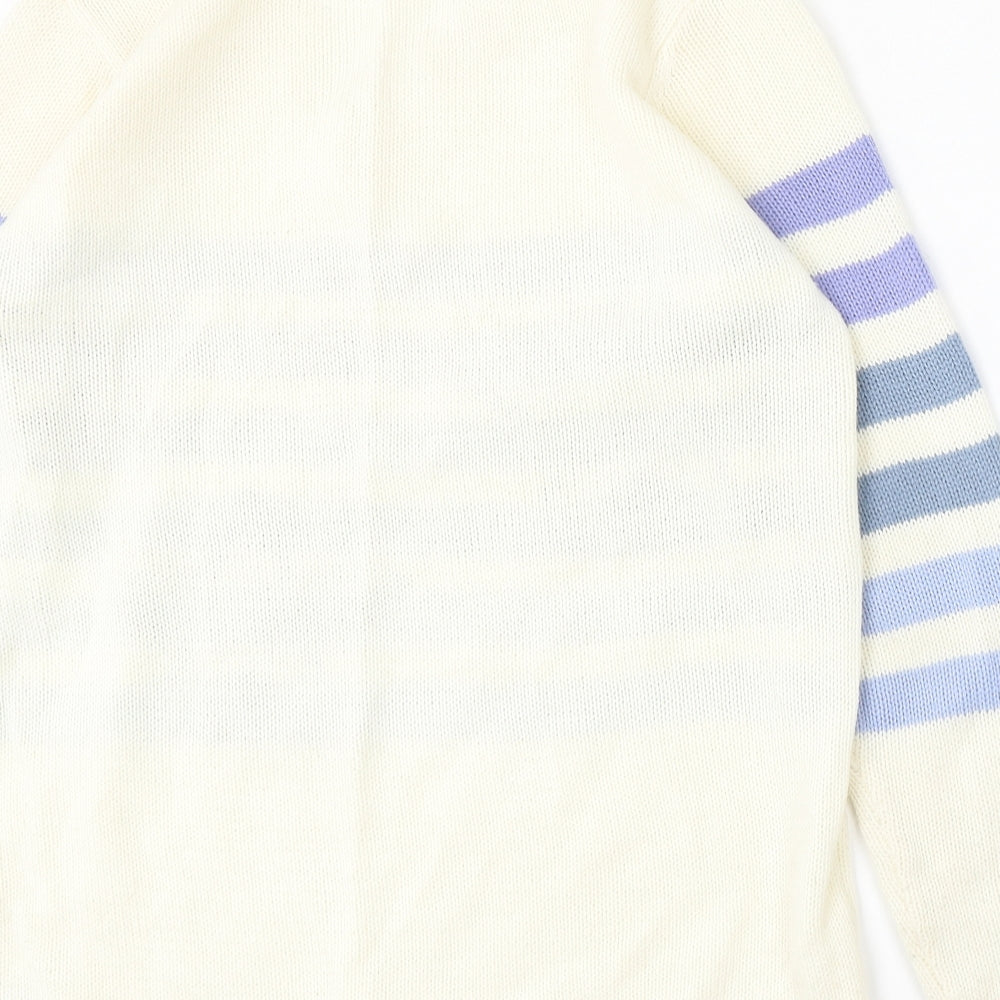 Studio Womens Ivory V-Neck Acrylic Pullover Jumper Size 8