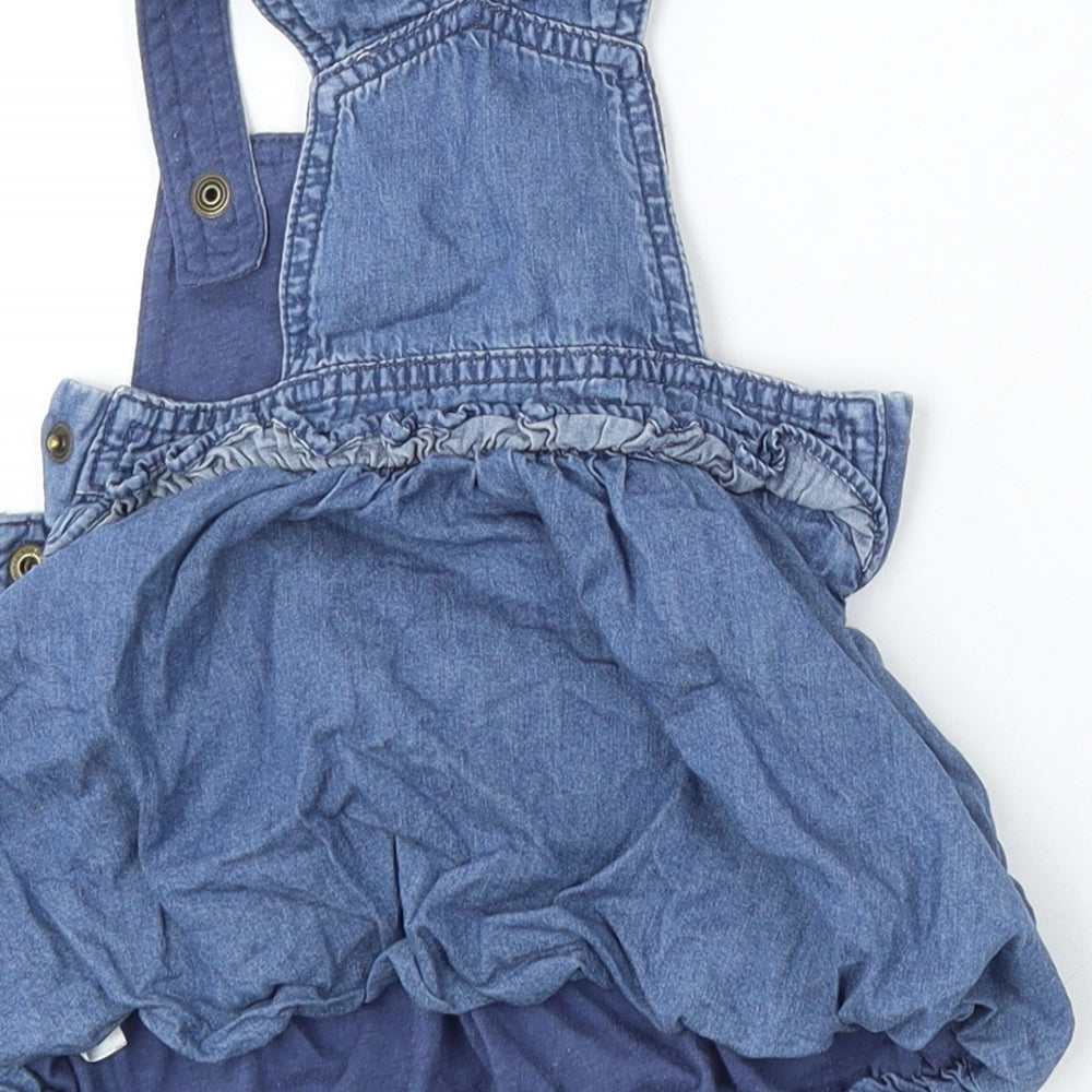 Mini Club Girls Blue Cotton Dungaree Outfit/Set Size 3-6 Months